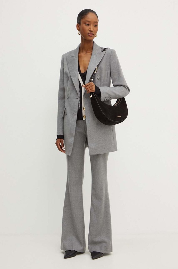 Μάλλινο παντελόνι Luisa Spagnoli OLIVIER 541422 γκρί AW24