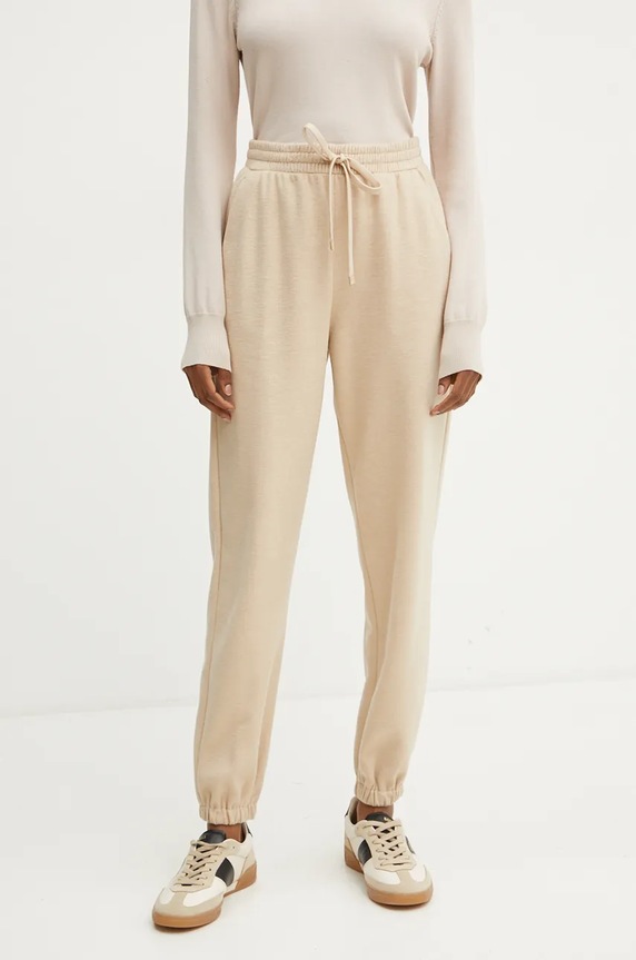 Спортен панталон с вълна Weekend Max Mara трикотаж бежов 2425786022600