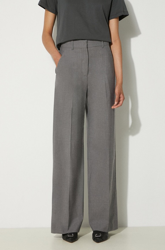 Μάλλινο παντελόνι Kenzo Cool Wool Wide Pants γκρί FE62PA0949RB.97