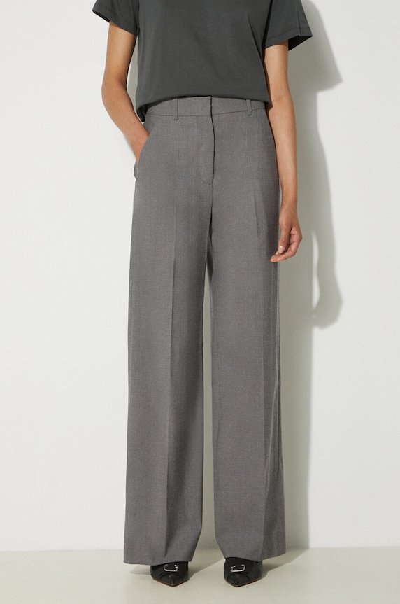 Μάλλινο παντελόνι Kenzo Cool Wool Wide Pants γκρί FE62PA0949RB.97