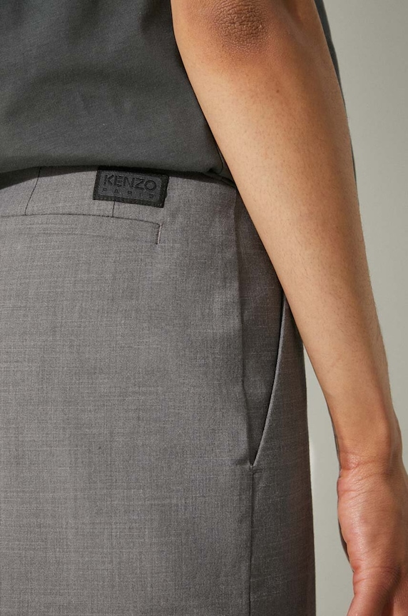 Kenzo pantaloni in lana Cool Wool Wide Pants FE62PA0949RB.97 grigio