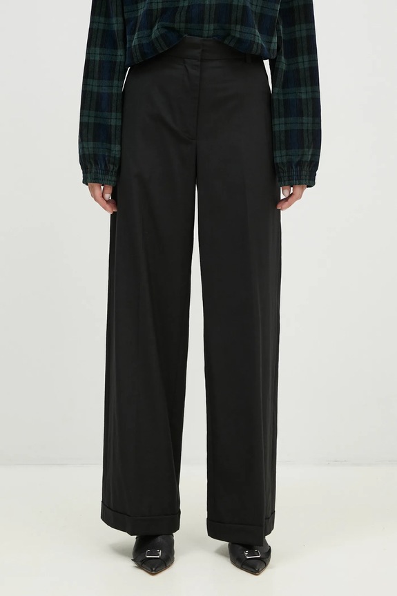 Vlněné kalhoty Kenzo Solid Tailored Pants vlna černá FE52PA0869RB.99