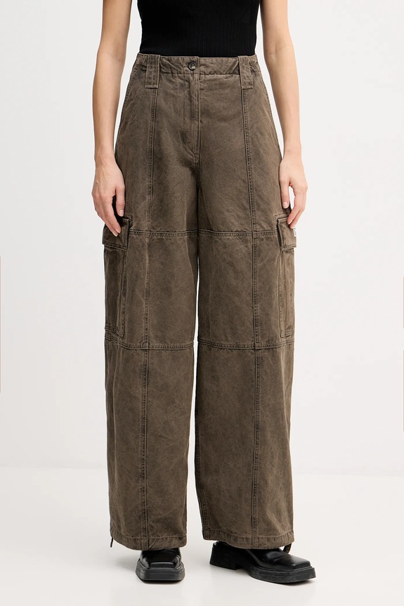 Kenzo spodnie bawełniane Dyed Canvas Cargo Pants bawełna brązowy FE62PA0909GK.92