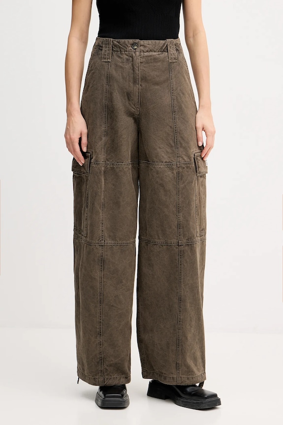 Kenzo spodnie bawełniane Dyed Canvas Cargo Pants bawełna brązowy FE62PA0909GK.92