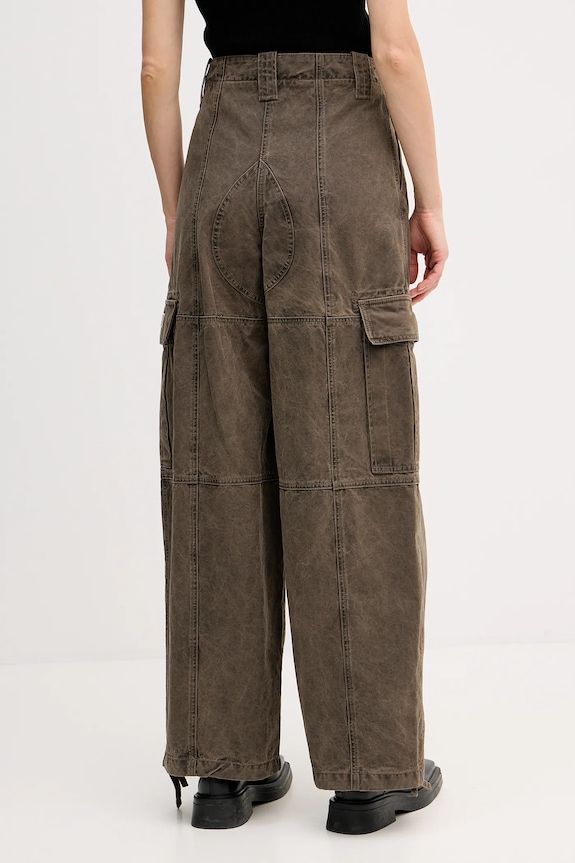 Odzież Kenzo spodnie bawełniane Dyed Canvas Cargo Pants FE62PA0909GK.92 brązowy