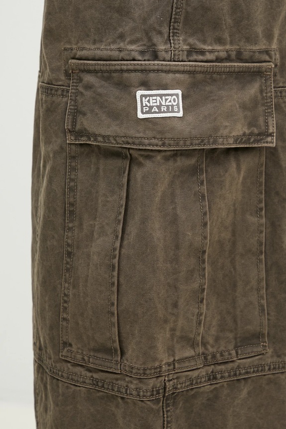 Kenzo spodnie bawełniane Dyed Canvas Cargo Pants brązowy FE62PA0909GK.92