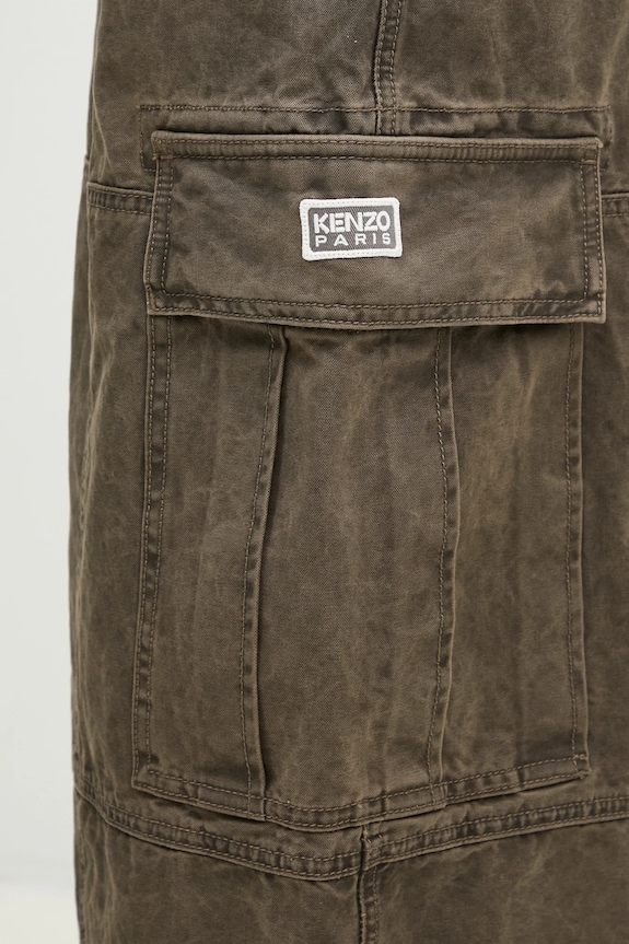 Kenzo spodnie bawełniane Dyed Canvas Cargo Pants brązowy FE62PA0909GK.92