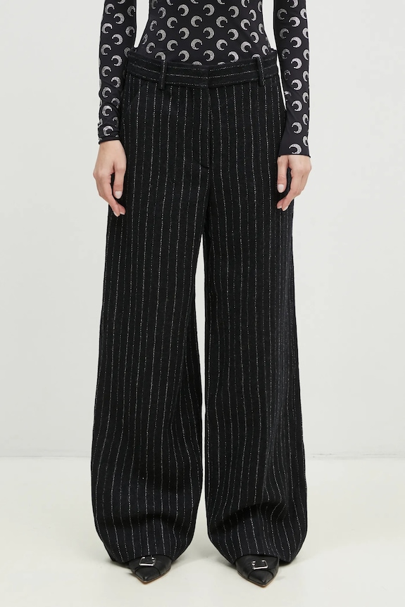 Шерстяные брюки Kenzo Stripped Wide Pants шерсть чёрный FE62PA0949GM.99