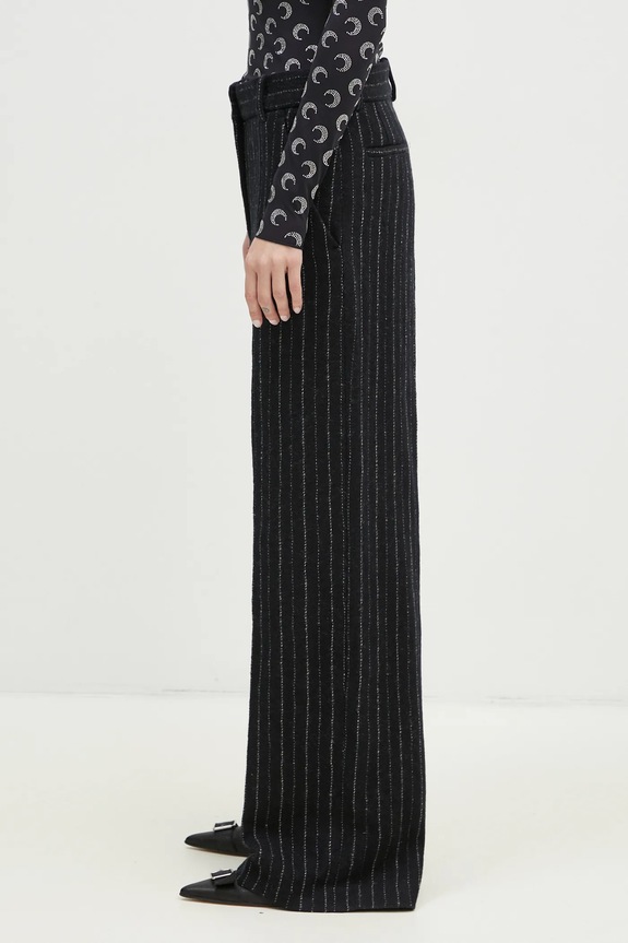 Шерстяные брюки Kenzo Stripped Wide Pants FE62PA0949GM.99 чёрный AW24
