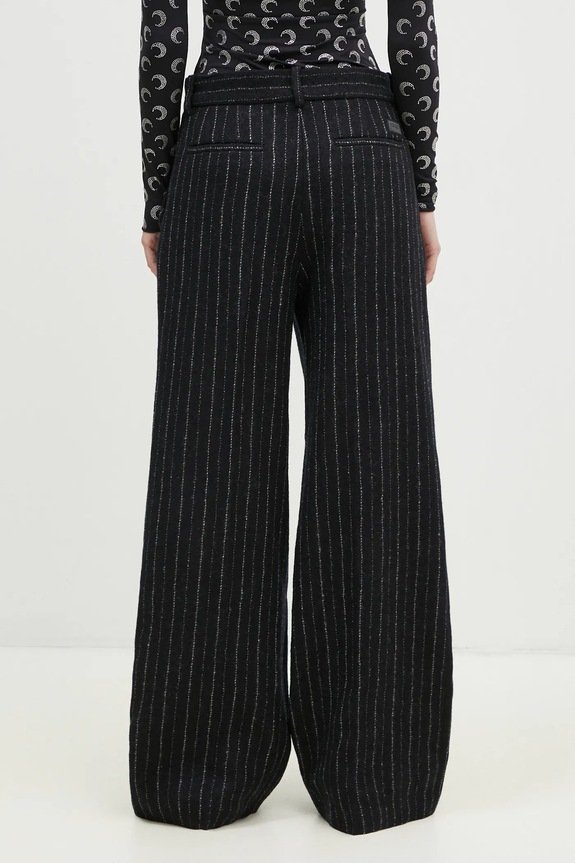 Одежда Шерстяные брюки Kenzo Stripped Wide Pants FE62PA0949GM.99 чёрный