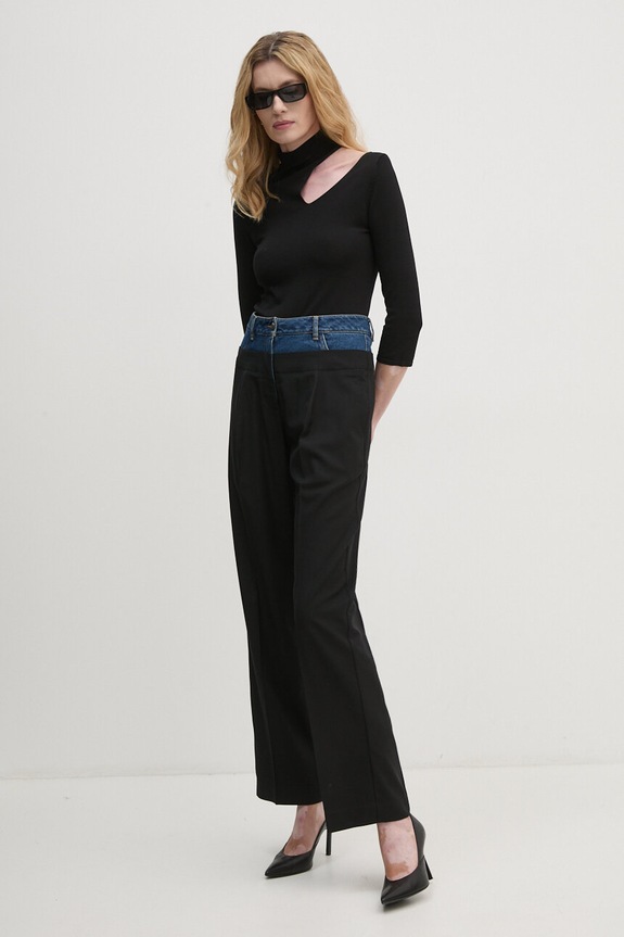 Kalhoty Sisley 485XLF05M černá AW24