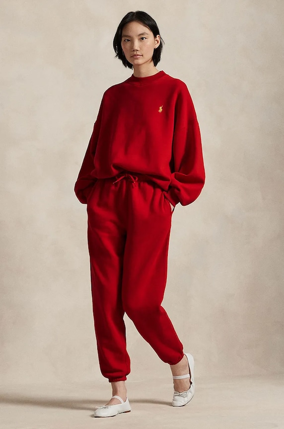 Παντελόνι φόρμας Polo Ralph Lauren πλεκτό ύφασμα κόκκινο 211961274
