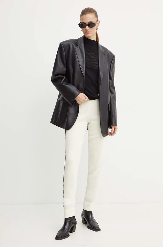 Twinset spodnie wełniane 242TT3501 beżowy AW24
