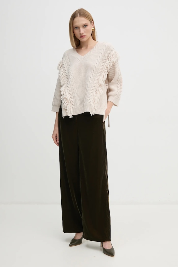 MAX&Co. spodnie welurowe 2426136104200 zielony AW24