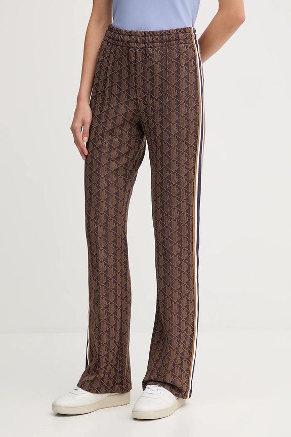 Lacoste pantaloni evazați pentru femei tricotaj maro XF9313