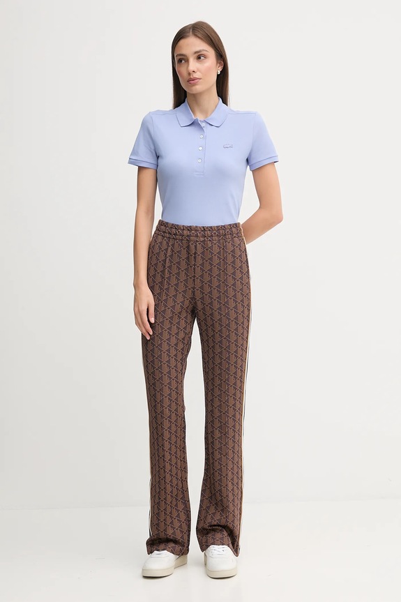 Lacoste pantaloni evazați pentru femei XF9313 maro SS26