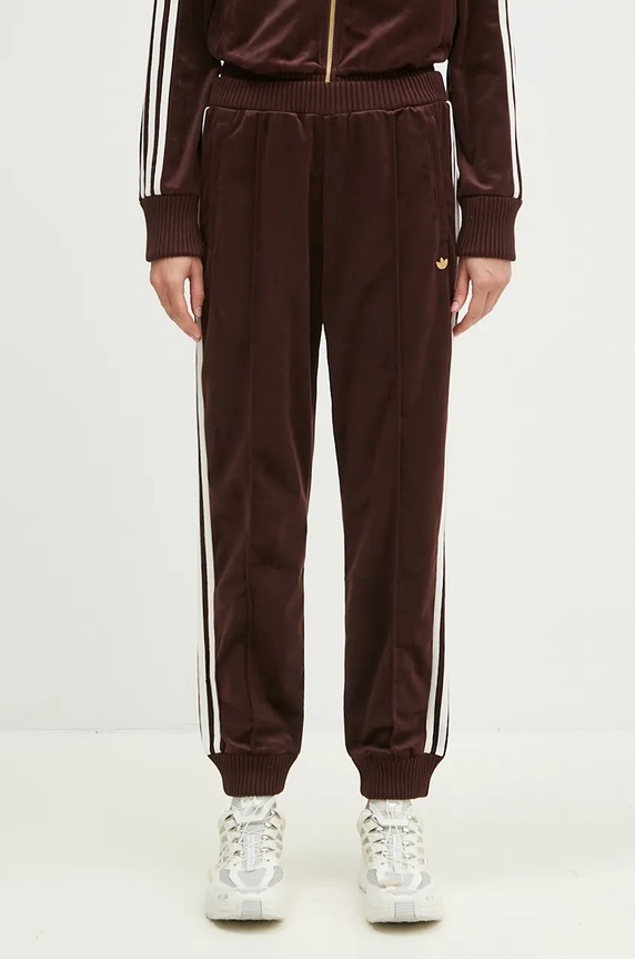 adidas Originals joggers Velvet Track Pant jersey brown IX0962