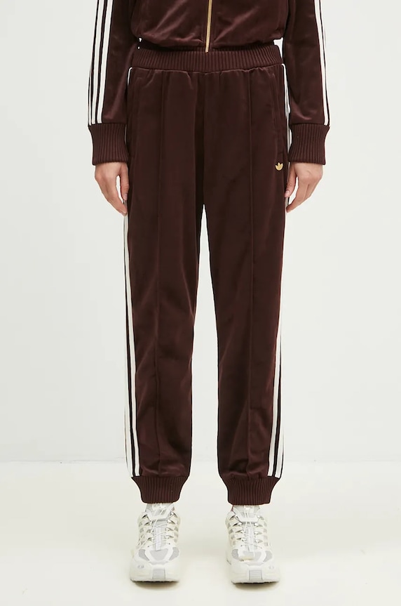adidas Originals joggers Velvet Track Pant jersey brown IX0962