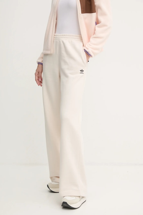 Tepláky adidas Originals Femme Galore Wideleg Fleece Pants pletenina béžová JN3027