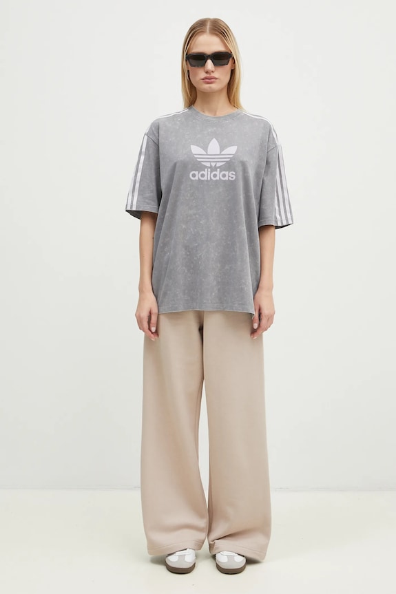 adidas Originals spodnie dresowe Femme Galore Wideleg Fleece Pants beżowy JN3029