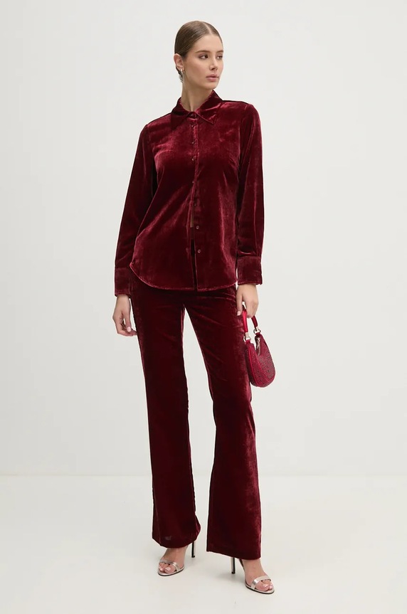 Sisley bársony nadrág 41EULF06A burgundia AW24