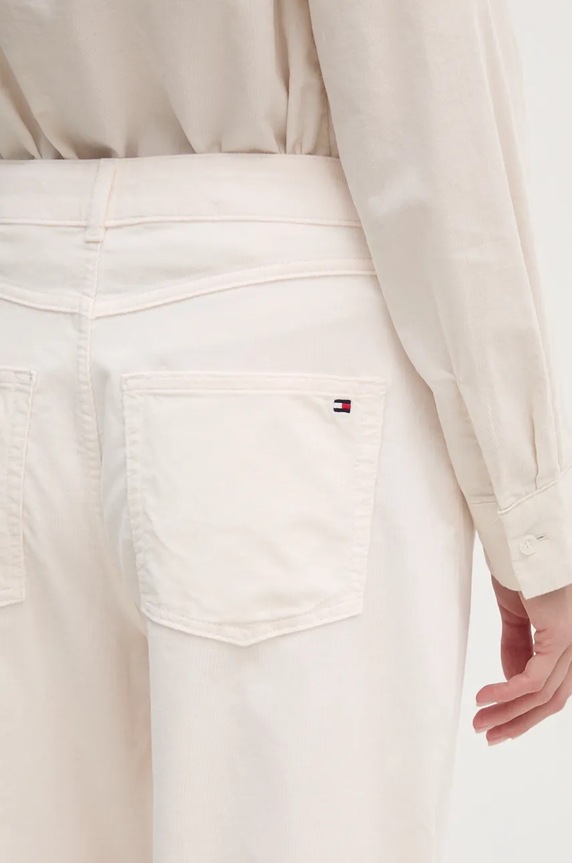 Hlače od samta Tommy Hilfiger bež WW0WW43631