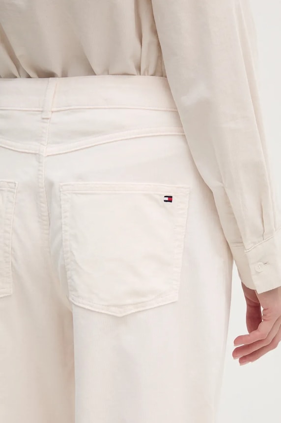 Hlače od samta Tommy Hilfiger bež WW0WW43631