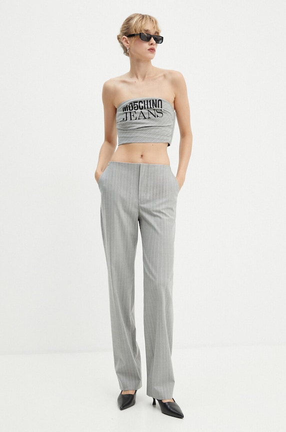 Nohavice s prímesou vlny Moschino Jeans 0307.8725 sivá AW24
