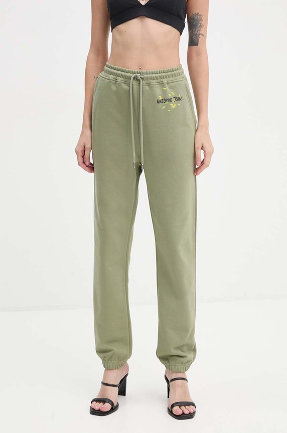 Bavlněné tepláky Moschino Jeans pletenina zelená 0319.8732