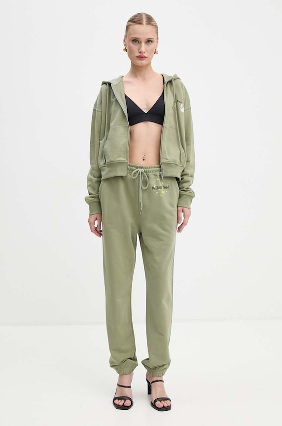 Bavlněné tepláky Moschino Jeans 0319.8732 zelená AW24