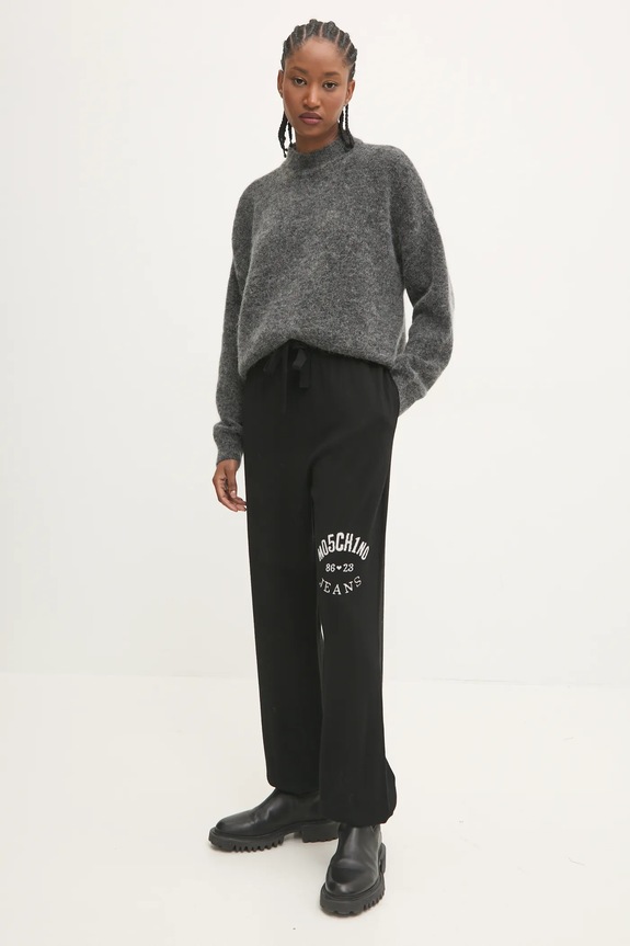 Moschino Jeans pantaloni de trening de lână 0380.8700 negru AW24