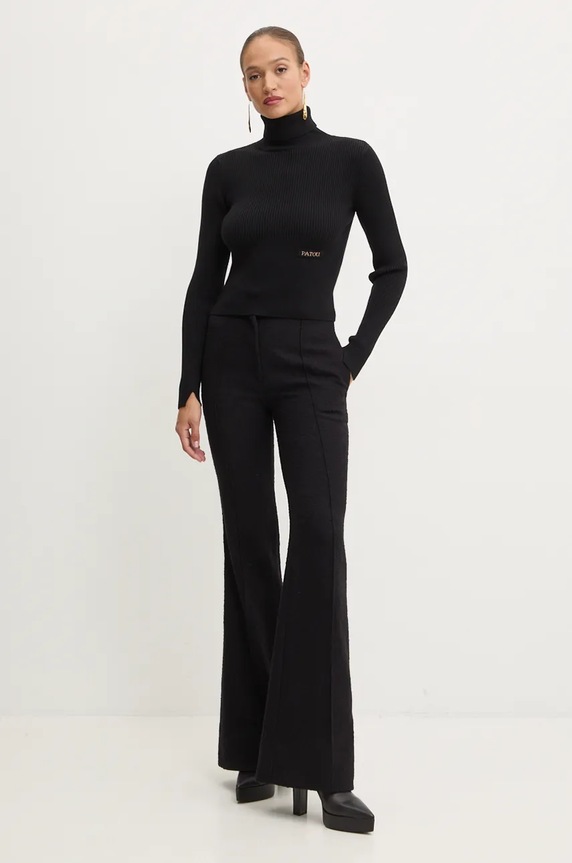 Μάλλινο παντελόνι Patou TR0420185 μαύρο AW24