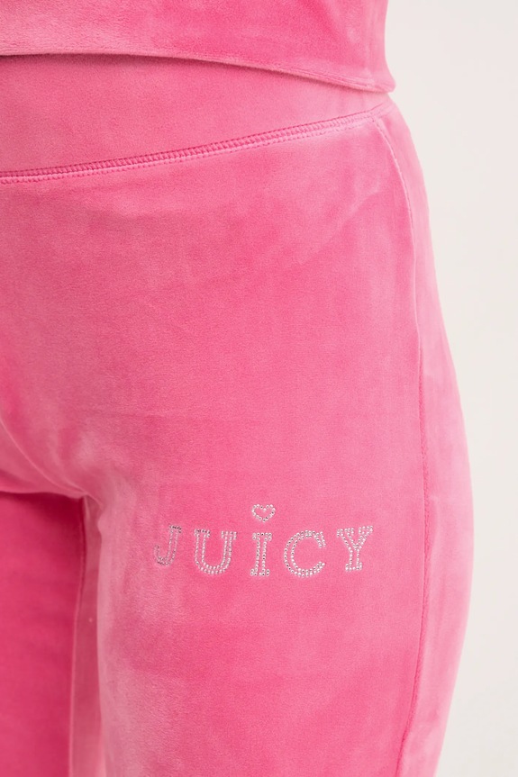 Velúrové tepláky Juicy Couture LISA REGAL VELOUR STRAIGHT LEG TRACK PANT ružová JCBBJ224829.679