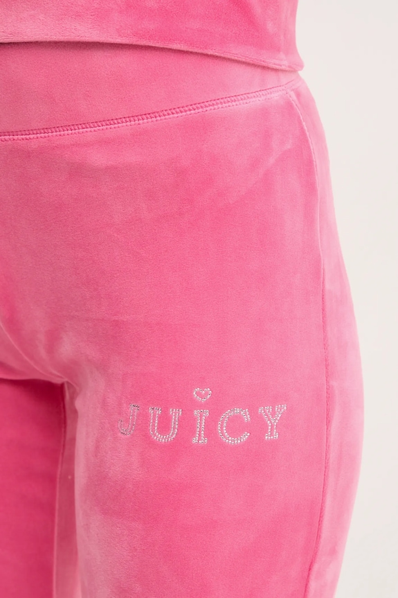 Velúrové tepláky Juicy Couture LISA REGAL VELOUR STRAIGHT LEG TRACK PANT ružová JCBBJ224829.679