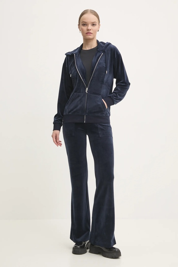 Donji dio trenirke od velura Juicy Couture LAYLA POCKET LR JCSEBJ001.131 mornarsko plava SS25