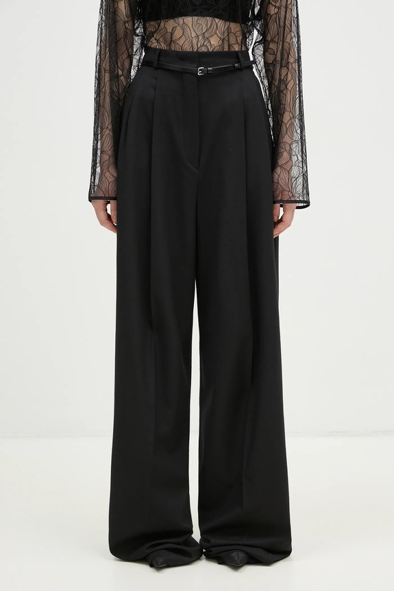 Vlnené nohavice Sportmax Kiens12 vlna čierna 2422136022600