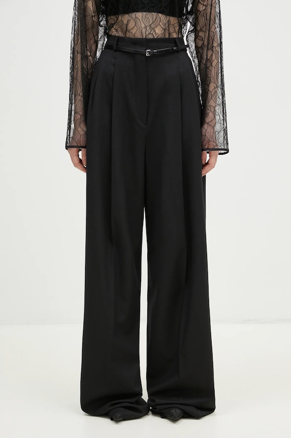 Vlnené nohavice Sportmax Kiens12 vlna čierna 2422136022600