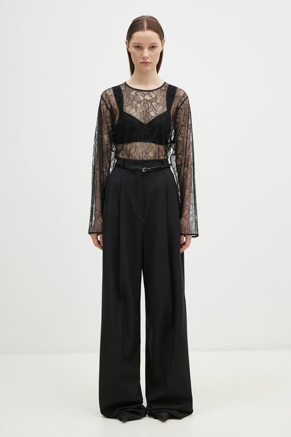 Vlnené nohavice Sportmax Kiens12 2422136022600 čierna