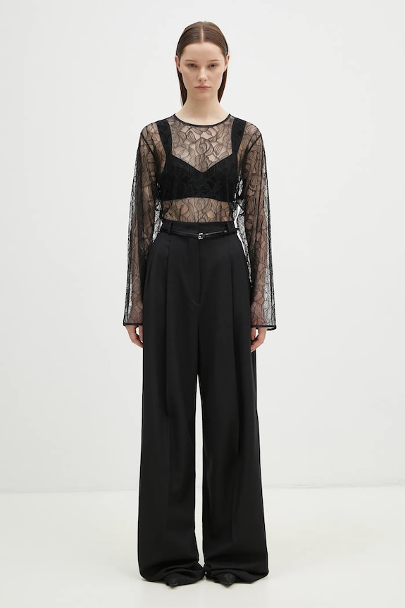 Vlnené nohavice Sportmax Kiens12 2422136022600 čierna