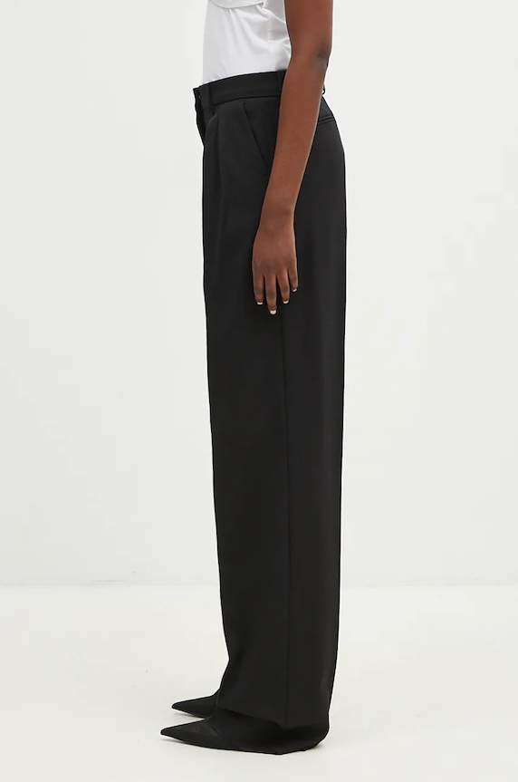 Sportmax spodnie wełniane Assuan 2422136032600 czarny AW24
