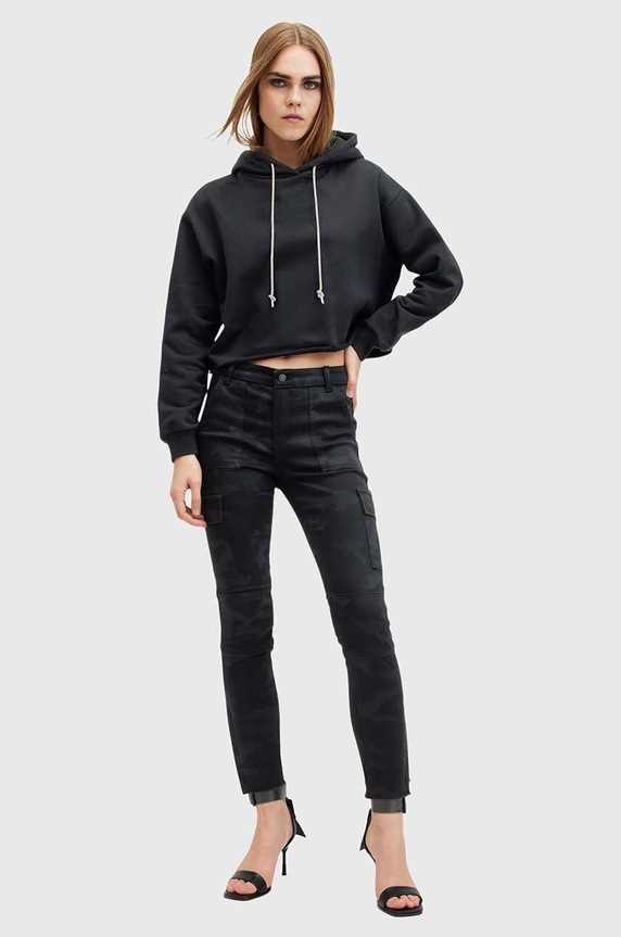 Nohavice AllSaints DURAN CAMO CARGO pletenina čierna W065EB