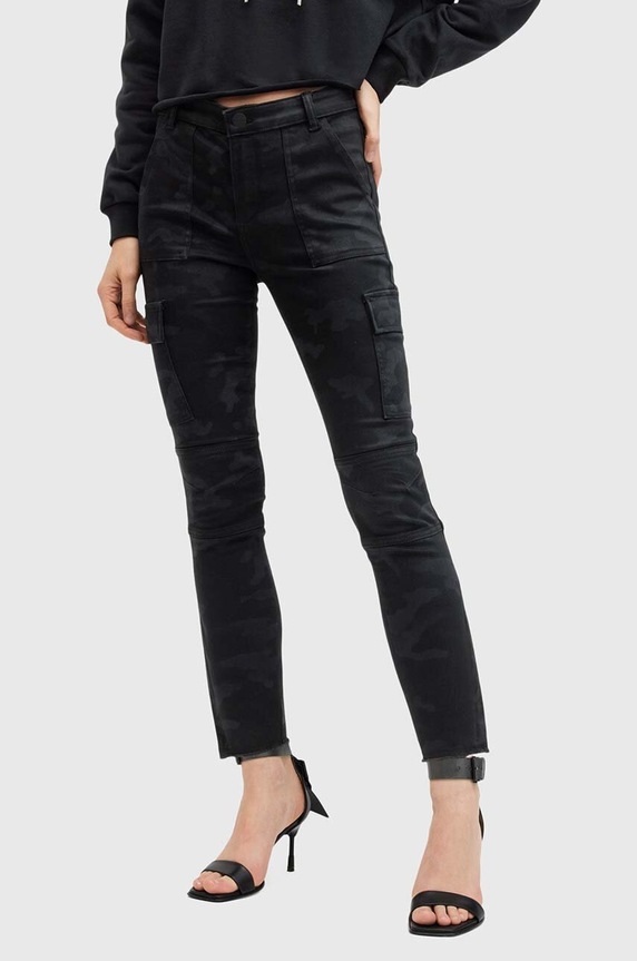 Nohavice AllSaints DURAN CAMO CARGO W065EB čierna AW24