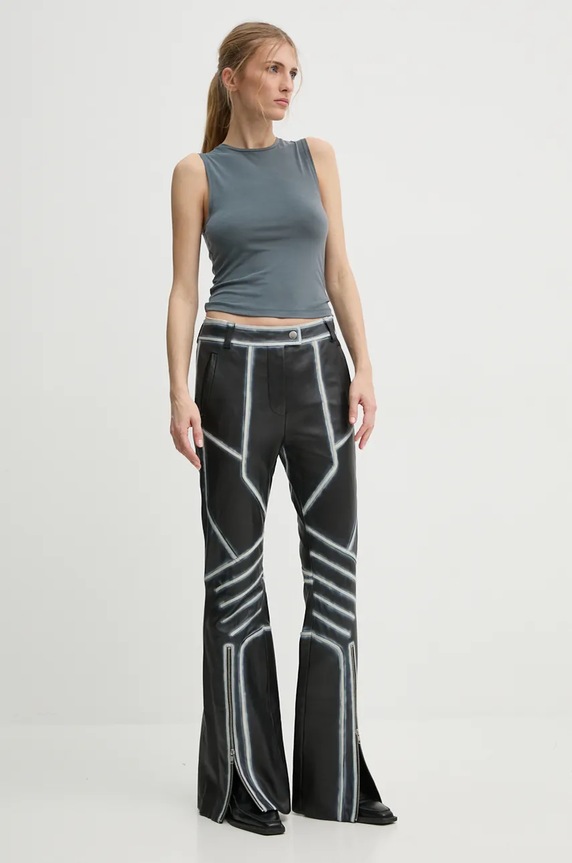 Kožené nohavice Stand Studio Moto Trousers Detailed 62287.7030 čierna AW24