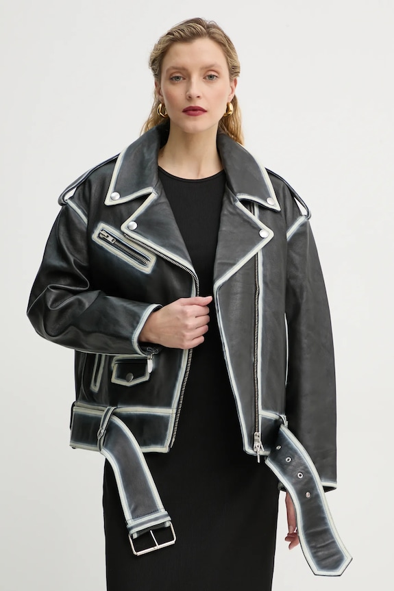 Stand Studio geaca de piele Irene Jacket cu captuseala negru 62272.7030