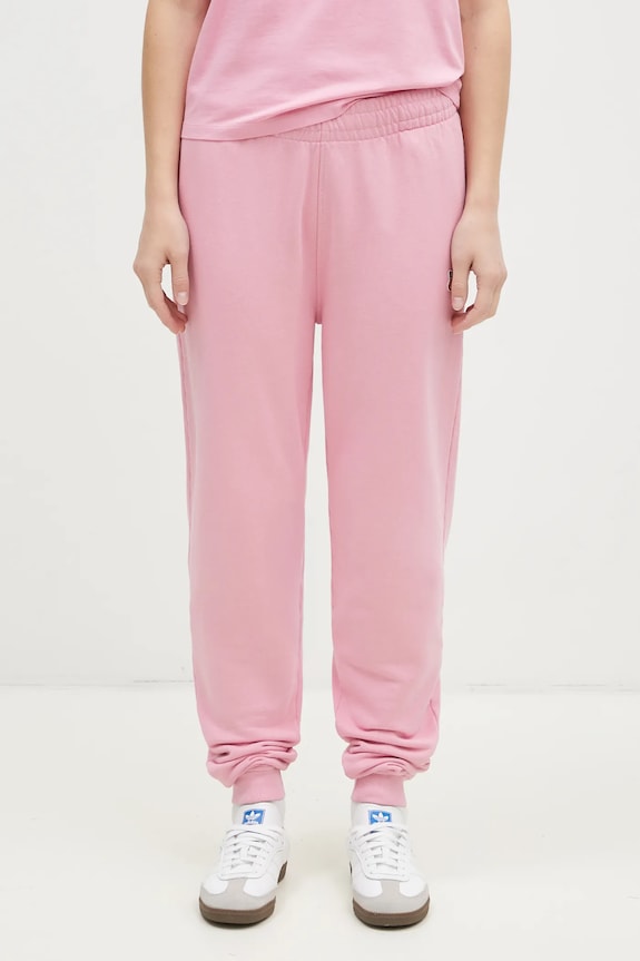 Maison Kitsuné spodnie dresowe Fox Head Patch bawełna różowy MW01109KM0001