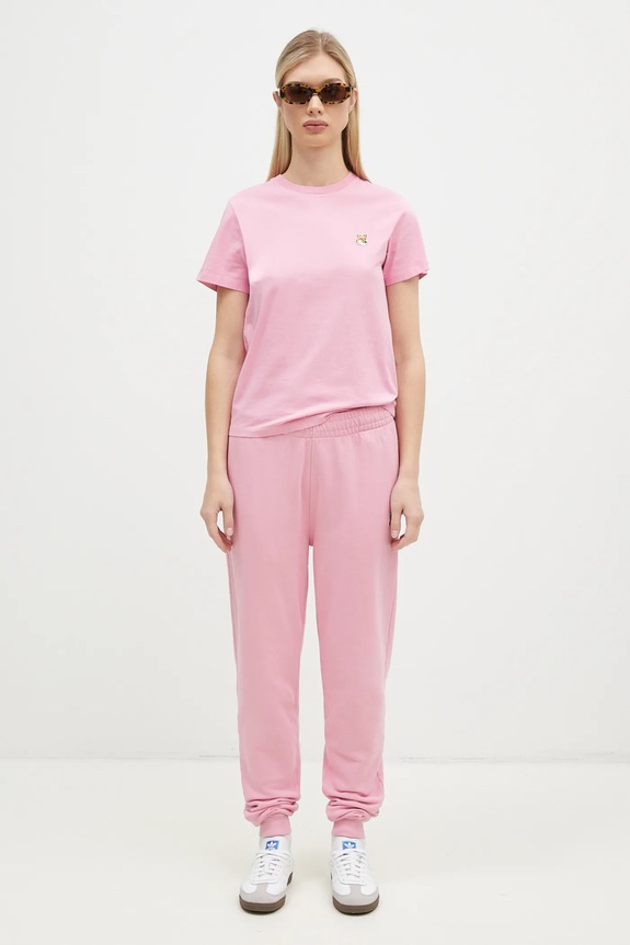 Maison Kitsuné spodnie dresowe Fox Head Patch MW01109KM0001 różowy