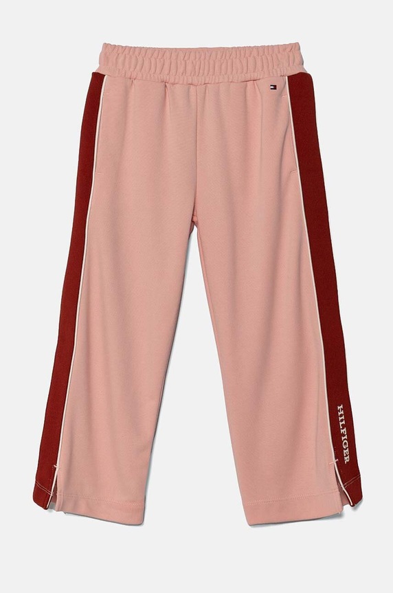 Tommy Hilfiger spodnie dresowe dziecięce RWB TAPE aplikacja różowy KG0KG08109.9BYH.98.122