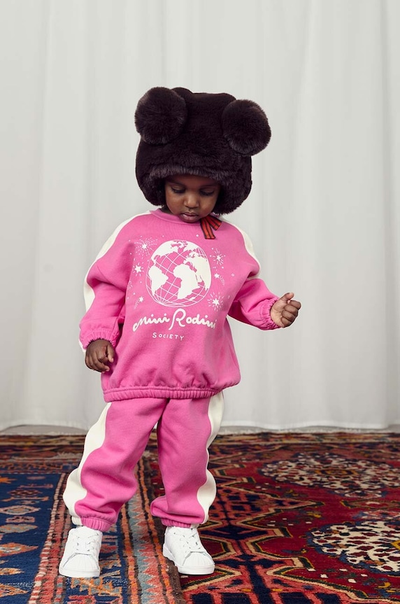 Mini Rodini spodnie dresowe bawełniane dziecięce bawełna różowy 2473011228