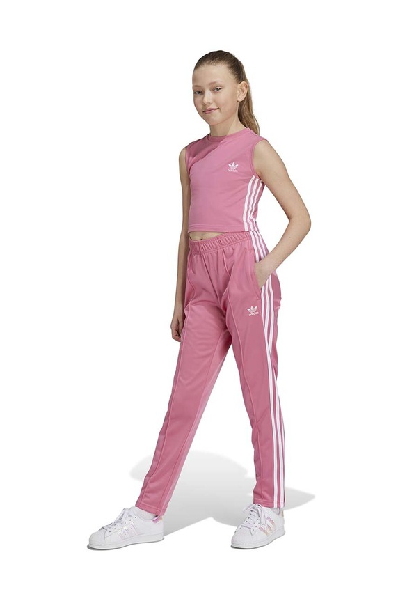 adidas Originals spodnie dresowe dziecięce SST TP OPEN HEM dzianina różowy IY4032