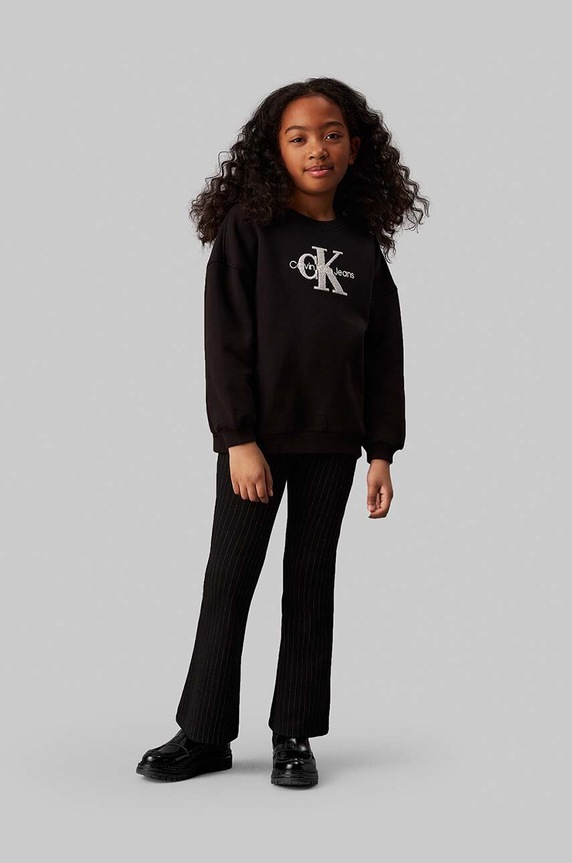 Dječje hlače Calvin Klein Jeans PINSTRIPE FLARE Planet friendly crna IG0IG02734.9BYH.